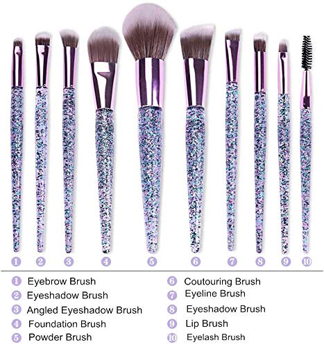 10 Pieces Unicorn Make Up Brush Set 