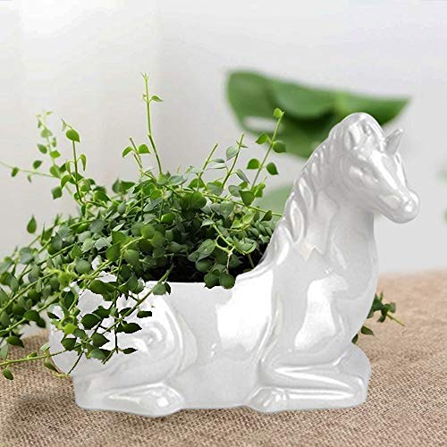 Shiny Unicorn Planter Pot Figurine Plant Holder Ceramic Garden Outdoor