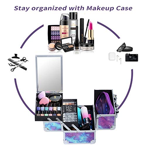 Unicorn Makeup Box | Vanity Case | Cosmetic Organiser | Beauty Box with Mirror and Magnification(5X)