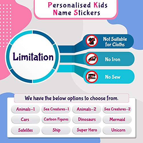 Personalised Kids Name Stickers Unicorn Design 