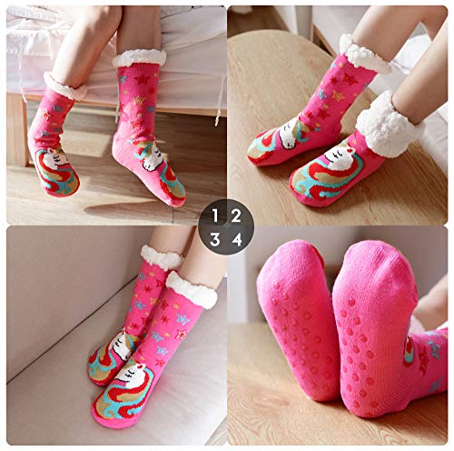 Hot Pink Unicorn Slipper Socks 