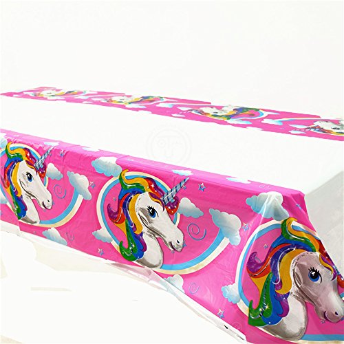 Hangnuo 112PCS Unicorn Birthday Party Supplies Serves 20 - Banner, Table Cloth, Cake Toppers, Dinner Set, Straws