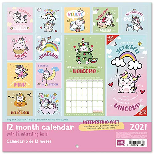 Unicorn Wall Calendar 2021