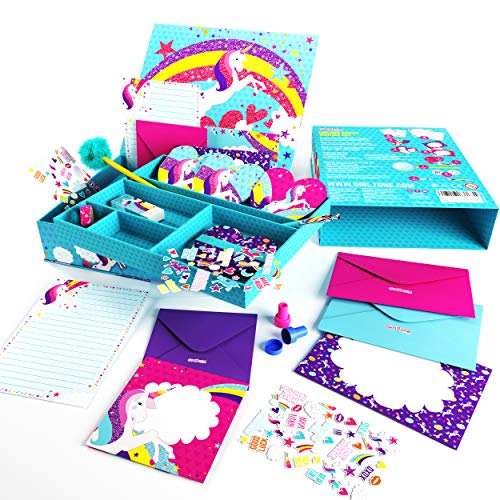 GirlZone: Unicorn Letter Writing Set for Girls, 45 Piece Stationery Set