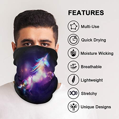 Cute Unicorn Windproof UV Protection Face Mask Bandanas Head Scarf Washable