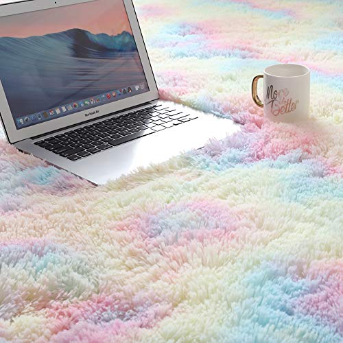 Rainbow Coloured Unicorn Rug For Girls