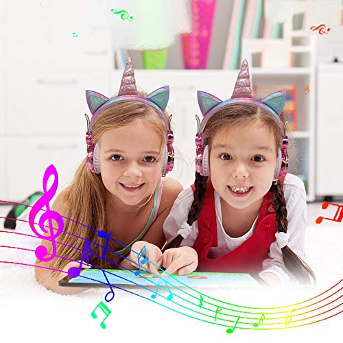 Unicorn Kids Headphones | Unicorn Ears & Horn | Multicoloured Pastel