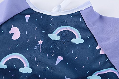 Unicorn & Rainbow Long Sleeved Bib Waterproof Bibs with Pocket | Baby and Toddler | 6 to 24 Months
