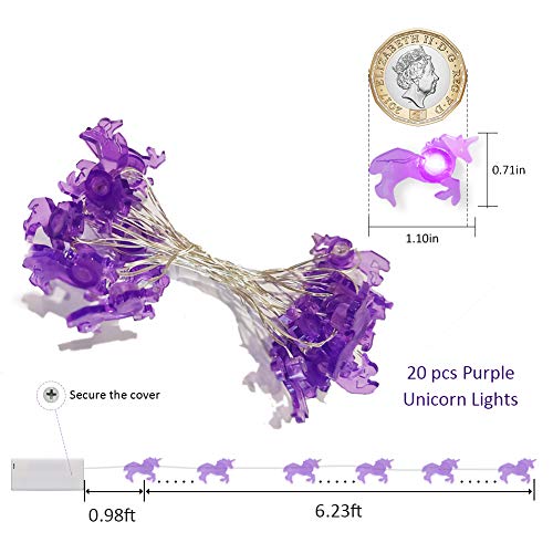 20 Pieces Unicorn Fairy Lights Purple