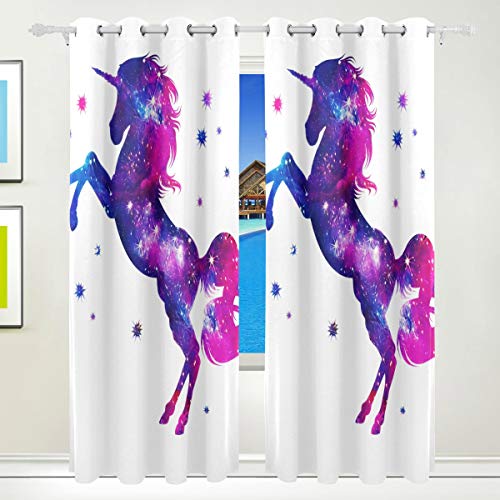 Blackout Unicorn Star Curtains Pink, Purple, White