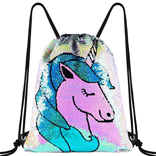 Unicorn Sequined Drawstring PE Kit Bag Swimming Bag