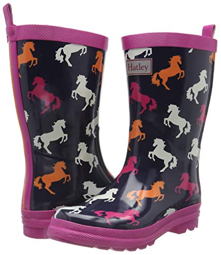Navy Wellington Boot Unicorn Style Childrens