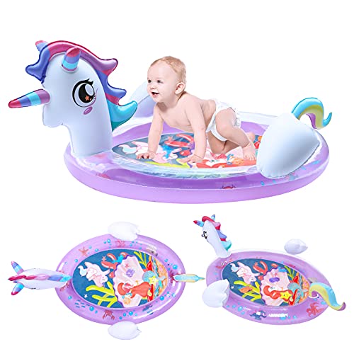 Unicorn Tummy Time Babies Mat | Water Mat | Large Inflatable Play Mat | Lilac