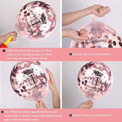 1st Birthday Girl Decorations, Rose Gold Decorations Kit - Baby Girl 1st Birthday Party Supplies