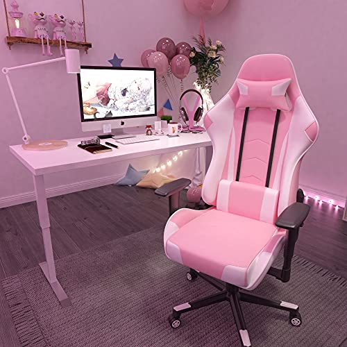 IntimaTe WM Heart Gaming Chair, Ergonomic Racing Chair,Adjustable High Back PC Gaming Chair with Arms and Back Support,Reclining Desk Chairs Office Chairs (pink)
