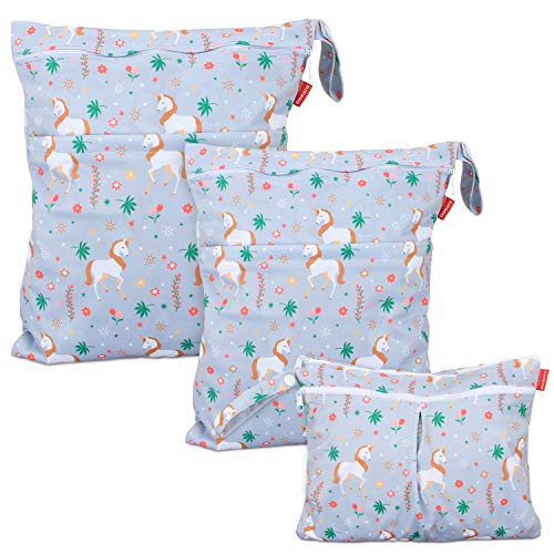 Unicorn Baby Reusable Travel Nappy Organiser Bag - 3 Pieces