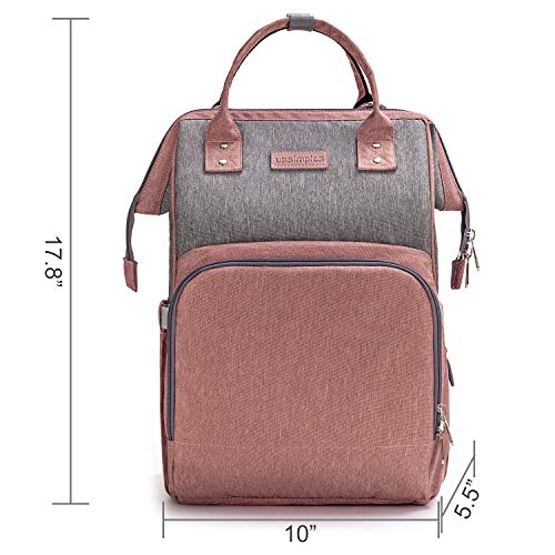 Pink and Grey Baby Changing Bag, Rucksack Backpack with USB Charging Port