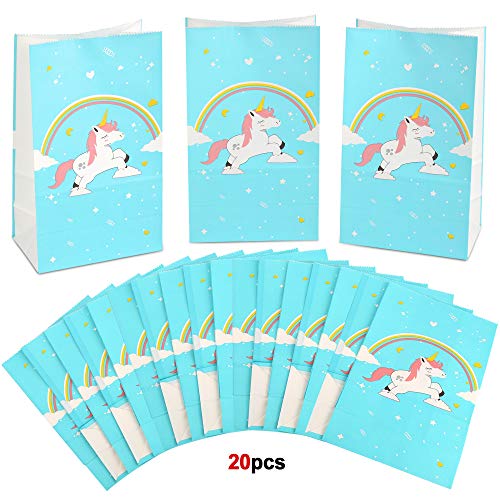 Blue Unicorn Party Bags With Stickers 