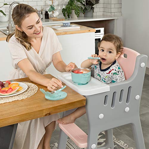 Grey and Pink Baby Highchair 6-36 Months (max. 15 kg)