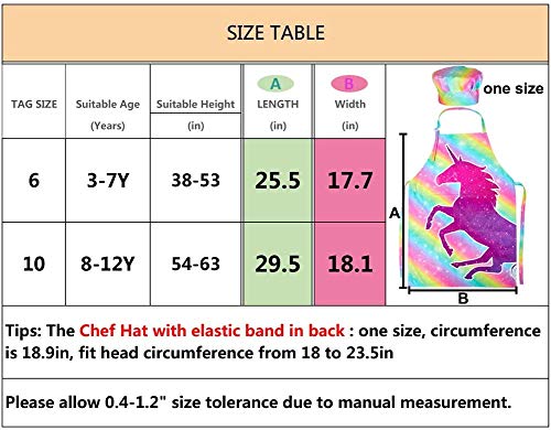 Unicorn Rainbow Kids Baking Apron & Chef Hat | Adjustable