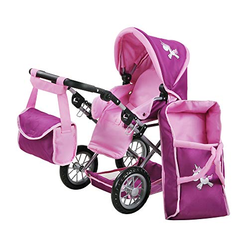 Unicorn Dolls Pram With Changing Bag & Carry Cot 