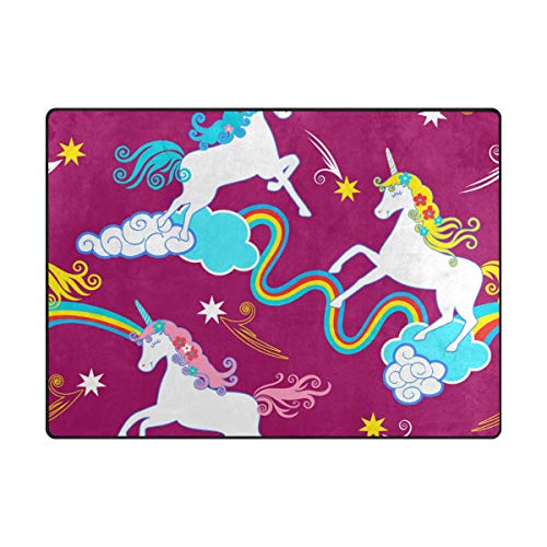 Large Unicorn Rainbow Pink Rug 160 x 122 CM