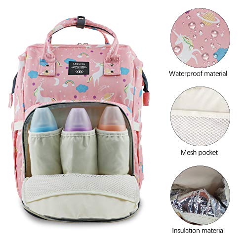 Unicorn Design - Baby Changing Bag - Back Pack - Pink