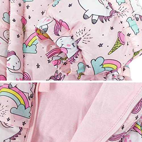Unicorn & Rainbow Pink Padded Snow Suit For Girls 