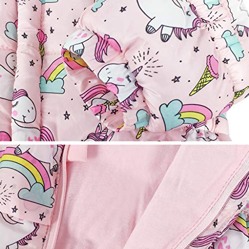 Unicorn & Rainbow Pink Padded Snow Suit For Girls