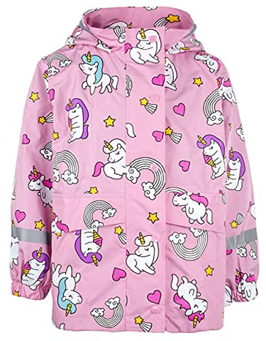 Fringoo | Unicorn Raincoat | Kids Waterproofs | Colour Changing | Pink