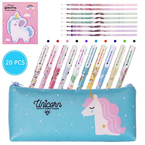 Unicorn Stationery Set | Pencil Case |  Pens | Sticky Notes | Black Ink Refills | Back To School