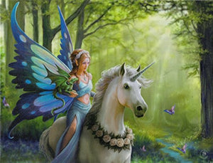 Fantasy Unicorn in Forest Canvas Artwork