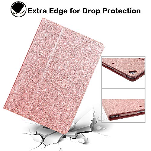 Rose Gold iPad 2 3 4 Glitter Case, FANSONG Sparkle Bling PU Leather Smart Cover [Flip Stand Function] [Auto Sleep/Wake] Case for Apple iPad 2/3/4, Rose Gold