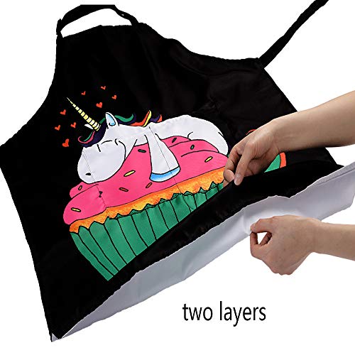 Black Unicorn Cupcake Cooking Apron