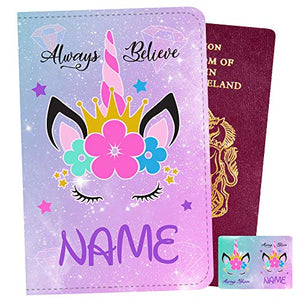 Personalised Colourful Girly Unicorn Passport Holder Cover - for Travel Holiday Girls Gift