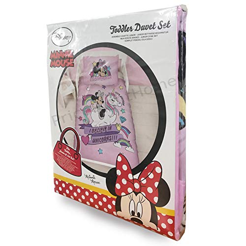 Official Disney Minnie Mouse | Unicorns Design | Junior Toddler Cot Bed Duvet Cover | 120 x 150cm