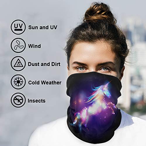 Cute Unicorn Windproof UV Protection Face Mask Bandanas Head Scarf Washable