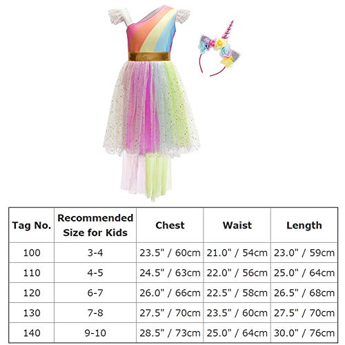 Rainbow Unicorn Girls Fancy Dress Fairy Tale Costume Unicorn Sequins - Kids