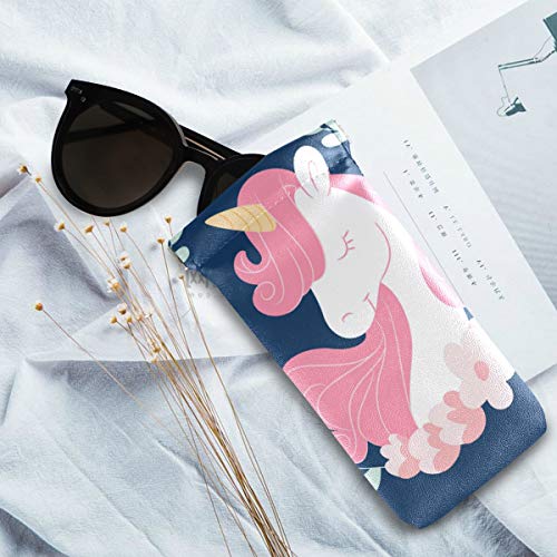 Pink unicorn blue sunglasses case