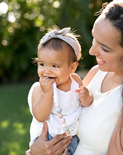 Dummy Chain & Teether  - 2 in 1 - Pink, White, Grey - Ideal Baby Gift