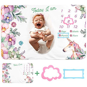 Unicorn Baby Milestone Blanket | 40 x 60 Inches