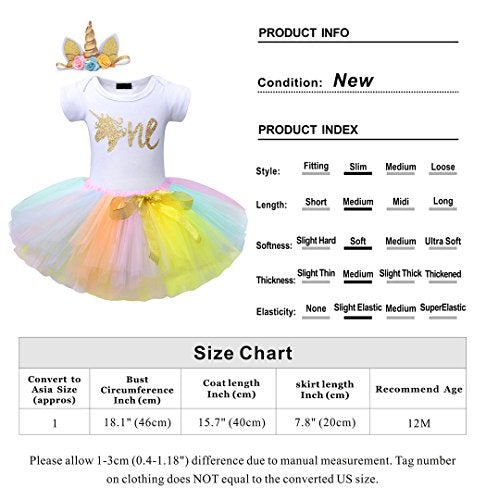 Pretty Pastel Unicorn My 1st Birthday Ouftit | Romper Tulle Tutu Skirt