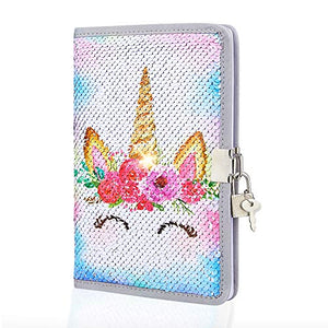 Unicorn Sequin Diary With Lock & Key | Diary | Notebook | Gift For Girls & Boys