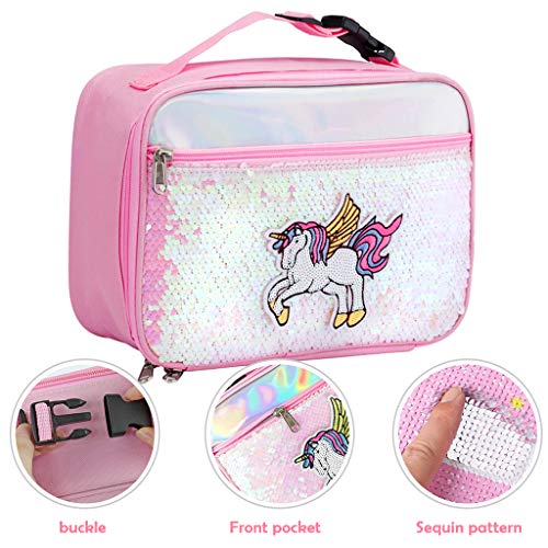 Pink Sequined Unicorn Girls Lunchbox