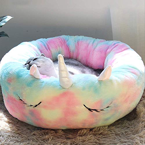 Cute Unicorn Cat Bed Tie Dye Effect Plush 