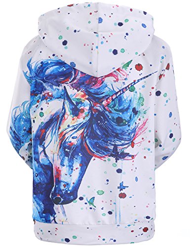 Stephaee Women's Cute Unicorn Print Hoodie Sweatshirt Casual Pullover Hooded Jumper Top Multicolor M