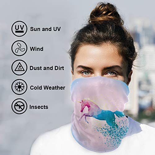 Rainbow Unicorn Windproof UV Protection Face Mask Bandanas Head Scarf Washable