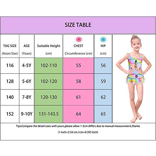 Girls Unicorn Swimming Costume One Piece Swimsuit with Skirt