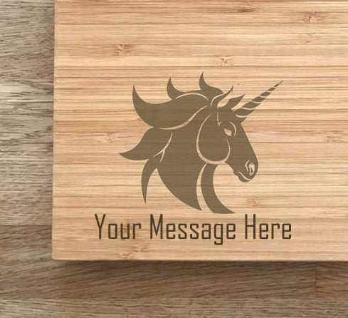 Bamboo Chopping Board Cutting Board Personalised Unicorn Head 45 cm x 28 cm