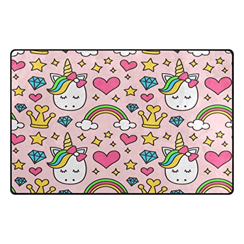 Cartoon Unicorn Emjoi Style Rug Kids Room